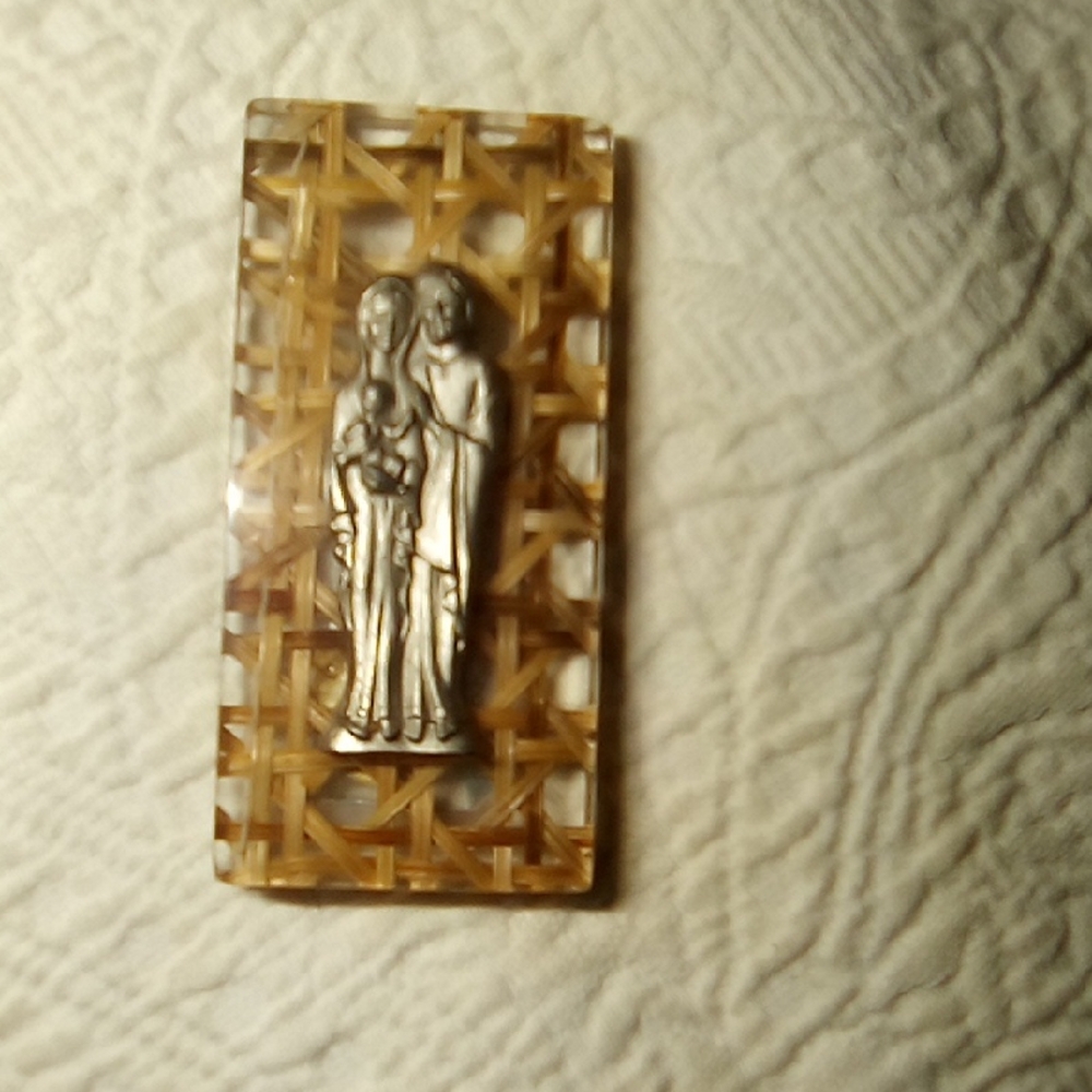 Elegant Silver and Tan Decorative Plaque